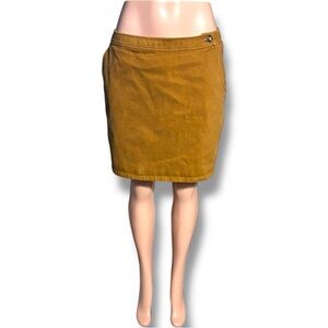 Jones New York Dark Tan 100% Cotton Side Closure Pencil Style Mini Skirt